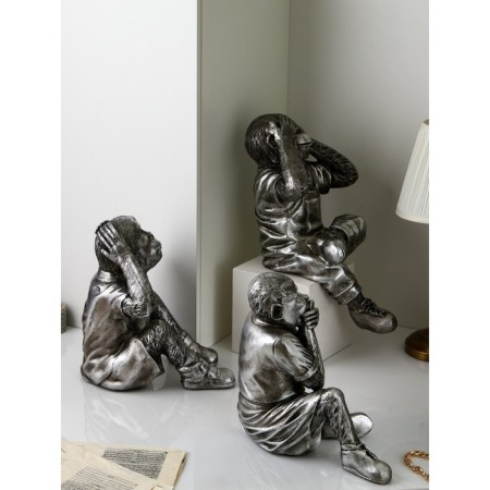 A set of figures "People. I don’t see, I don’t hear, I don’t say it ”, polystone, 38 cm, silver color-2