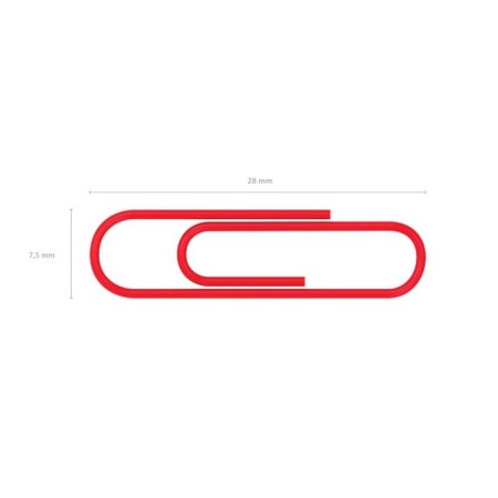 Office paper clips 28 mm, 100 pcs, Erichkrause, colored with vinyl coating, cardboard packaging, mix-1