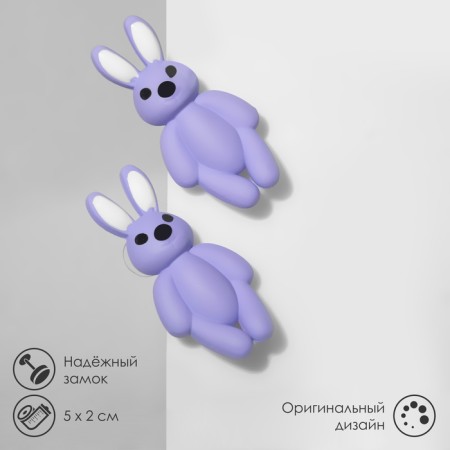 Earrings plastic "hares", lilac color