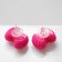 Earrings Plastic "Caramel" bow, bright pink color
