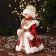 Snow Maiden "chic" in a red fur coat, with a scythe, moves, 14x30 cm