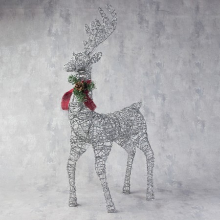 LED figure "silver deer" 50 × 85 × 18 cm, metal, 220 V, glow of white-1