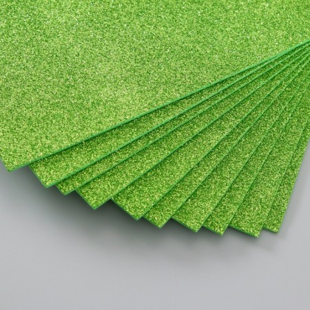 Foamiran glitter 2 mm, 20x30 cm, light green-2