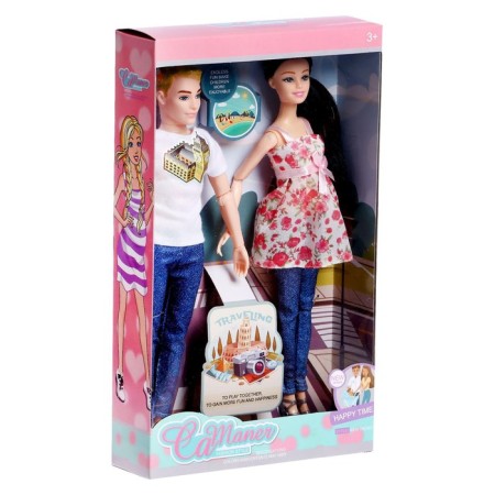 Set of hinge dolls "Family on the Travel" White Footcade-1