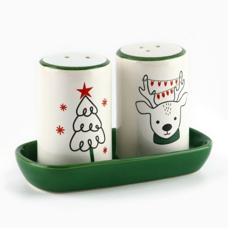 New Year! Set for spices ceramic "New Year's deer", 12x6.5x7 cm, white color-1