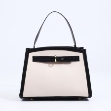 Bag Cross-Bodi with a zipper, white/black color