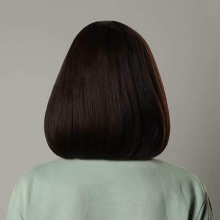Artificial wig, with a bang, imitation of the skin, 30 cm, brown-2