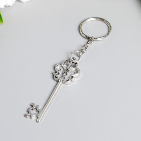 Metal keychain "Carved" gold/silver mix 1.8x5 cm-1