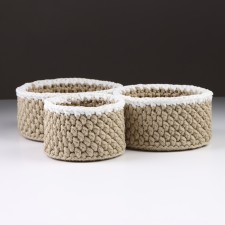 A set of knitted baskets, 3 pcs, polyester fiber, olive
