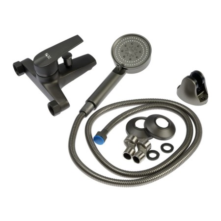 Bath mixer Zein Z3842, single -leaf, shower set, watering can 5 modes, graphite-11