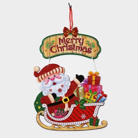 Decorative decoration (suspension) "Santa Claus on the sled" 43.5x30.5 cm-1