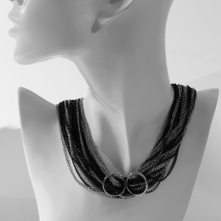 Beads "delight" Falls of threads, black-silver color, 90 cm