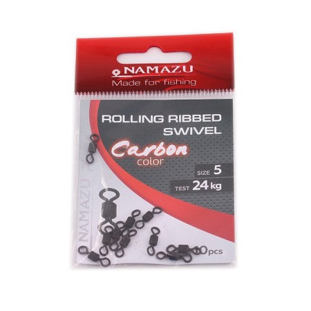 The Namazu Pro Rolling Ribbed Swivel, Brass, Carbon, Test-24 kg, packaging 10 pcs.