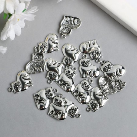 Decor Metal for creativity "Cat" silver 7040 1.9x1.5 cm-2