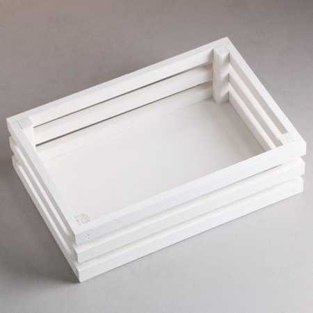 Wooden Kashpo 30 × 20 × 9.5 cm "Classic", three -strip, white give beautifully-2