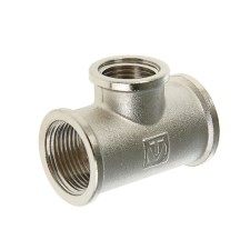 Тройник редукционный Valtec, 3/4"х1/2"х 3/4", внутренняя резьба, никелированная латунь