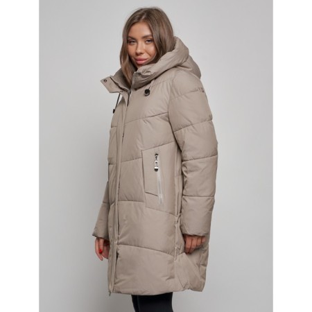 Coat insulated winter female, size 48, beige color-8