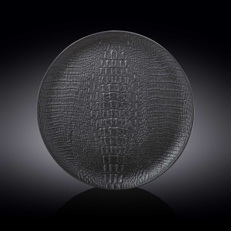 The plate round Wilmax England Croco, D = 30.5 cm, black color