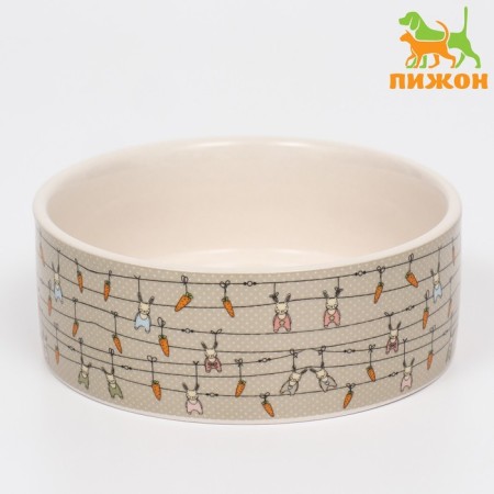 Ceramic bowl "Rabbit toys" 300ml, 11.5 x 5 cm, white-gray