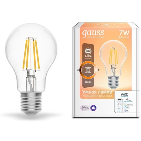 Smart lamp Gauss Iot Smart Home E27 6.5W 806lm Wi-Fi (pack: 1pc) (1200112)