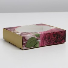 Box for Makarun with low sides, confectionery packaging, “Flower”, 11x 11x 3 cm