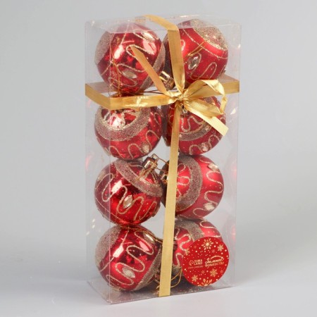 Set of balls plastic D-5.5 cm, 8 pcs "carnival night" red-1