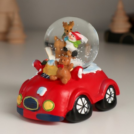Souvenir Polystone Water Ball "New Year's car" MIX 8.3x6.6x7.8 cm-6