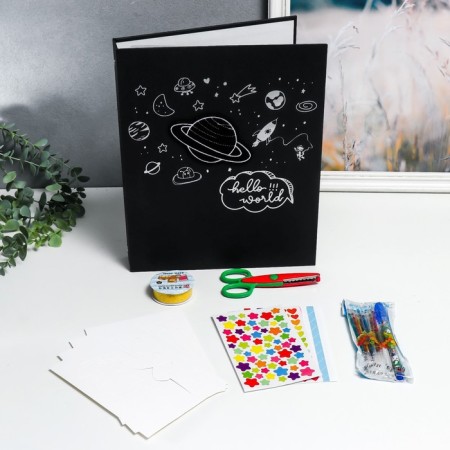 Photo album on rings 30 sheets+30 files "Planet" Black sheets 31.4x25.8x5 cm