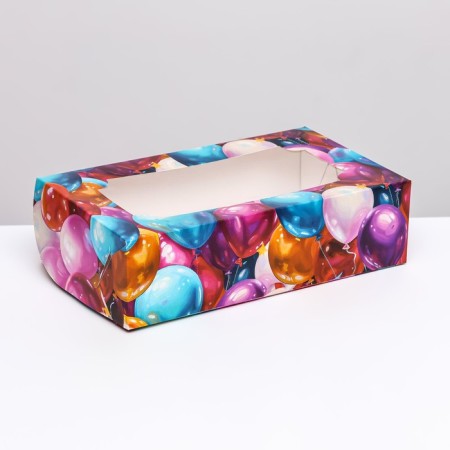 Folding box with a window for marshmallows "Balls", 25 x 15 x 7 cm