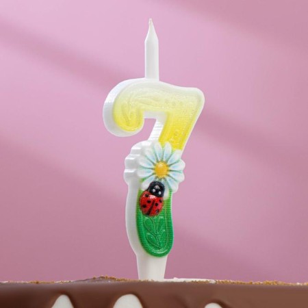 Candle for the cake "Chamomile", 10.2 cm, multi -colored number "7"