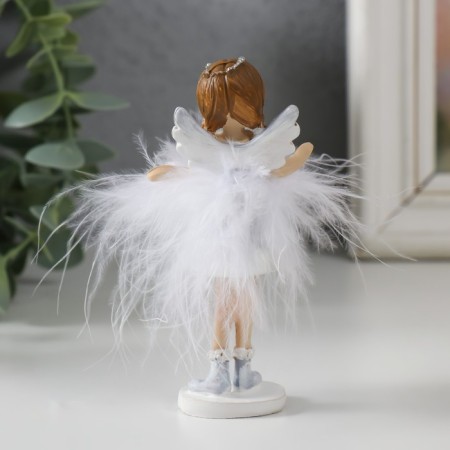 Souvenir Polystone "Angel-Land with braids, in a white skirt" Pooh 10x3x5 cm-2