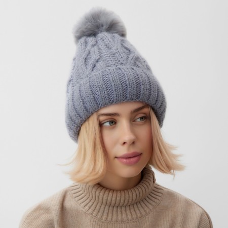 Women's hat minku, gray color, rr 56-58