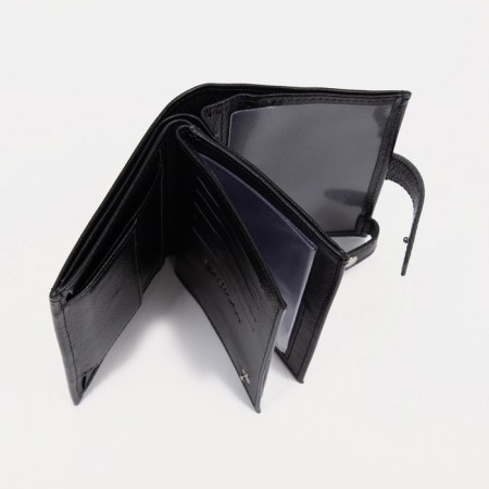 Male purse on the button, a department for car documents and passports, black color-6