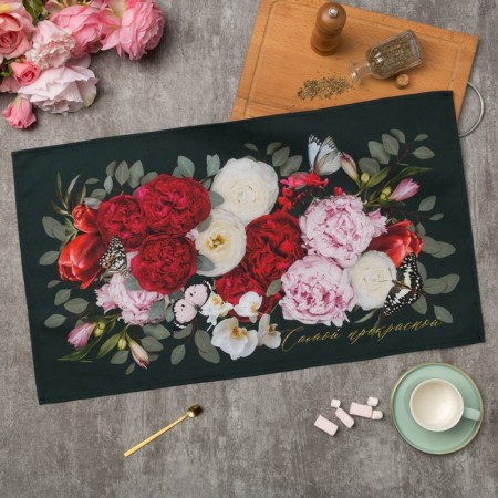 Ethel towel Flowers 40x73 cm, 100% cotton, sarzha 190 g/m2