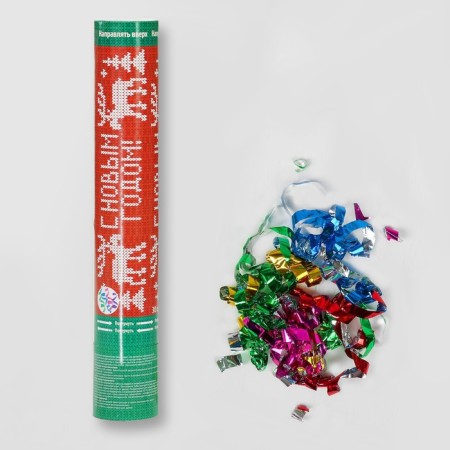 New Year's pneumatic clap "Happy New Year", foil-serpentine, 30 cm-1