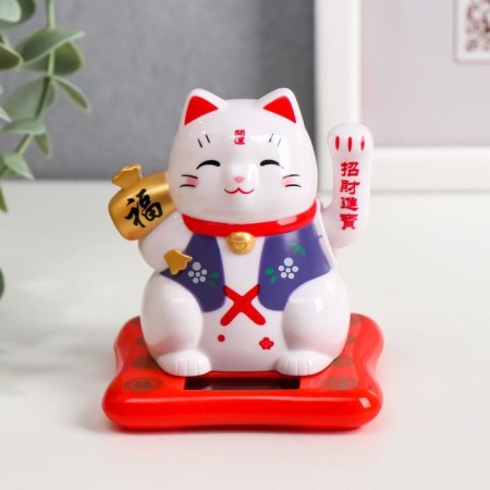 Plastic pendulum from the solar battery "Cat Mani-Neko in a vest" MIX 9x7.5x7 cm