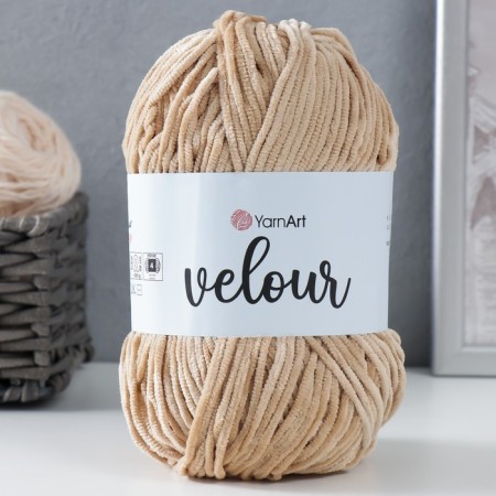 Yarn "Velour" 100% micropoliester 170m/100g (843 beige)-3