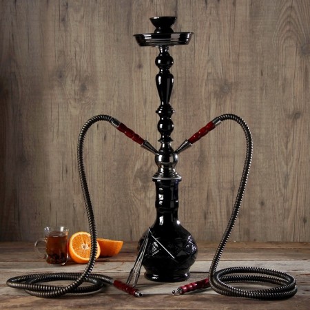 Hookah 62 cm, 2 tubes, black carved flask