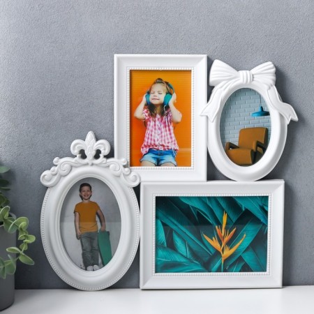 Photo frame Plastic in 4 photos 9x13, 10x15, 13x18 cm "Balt and monogram" white 35.5x38 cm
