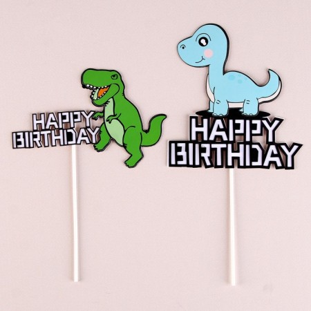 A set of toppers “Happy birthday. Dinosaur ", 2 pcs.
