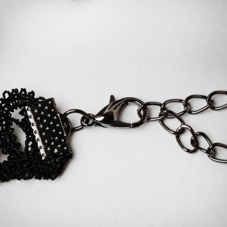 Choker "mistress" openwork and chains, black color, 30cm-1