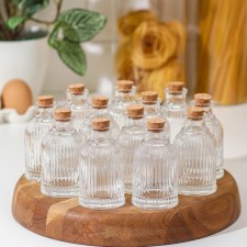 A set of glass jars for bulk products with a cork cover of the Parfa. Athena 