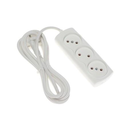Extension cord Luazon Lighting Eco, 3 sockets, 2.7 m, 10 A, 2200 W, PVS 2x0.75 mm2, without salary, white-2
