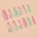 Sakura's overhead nails, 12 pcs, with glue plates, ballerina shape, pink/green color