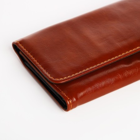 Women's wallet on the button, brown color-2