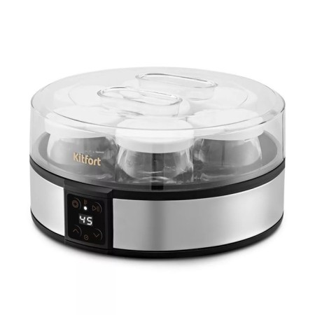 Yogurtnitsa KitFort KT-6363, 20 W, 180 ml, 7 containers, glass, silver-hourly