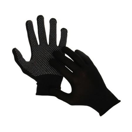 Garden gloves, x/b, with nylon thread, with PVC dots, size 9, black, Greengo