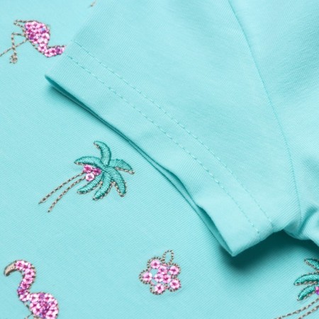 A set for a girl (T -shirt/leggings), mint color, height 98 cm-2
