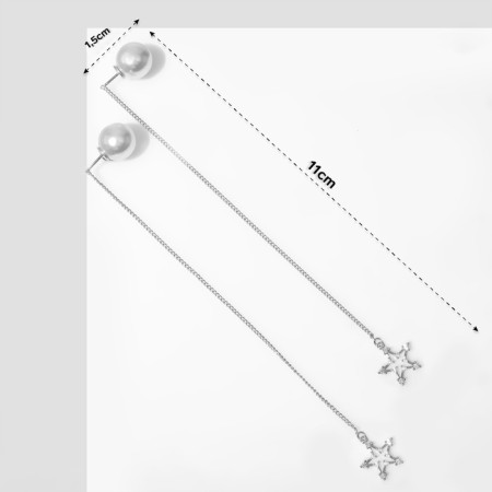 Earrings with pearls "bead" stars, white color in silver