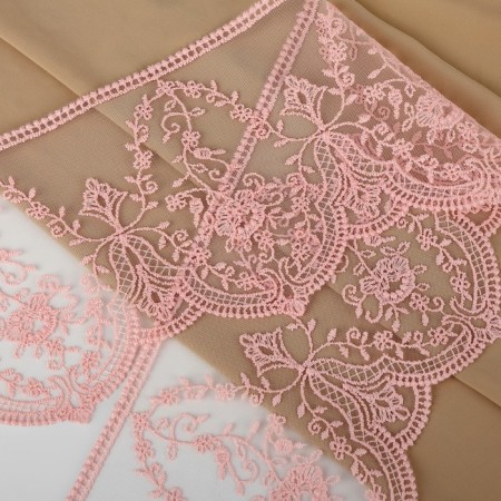 Lace on a grid, 145 mm × 11 ± 1 m, pale pink color-1